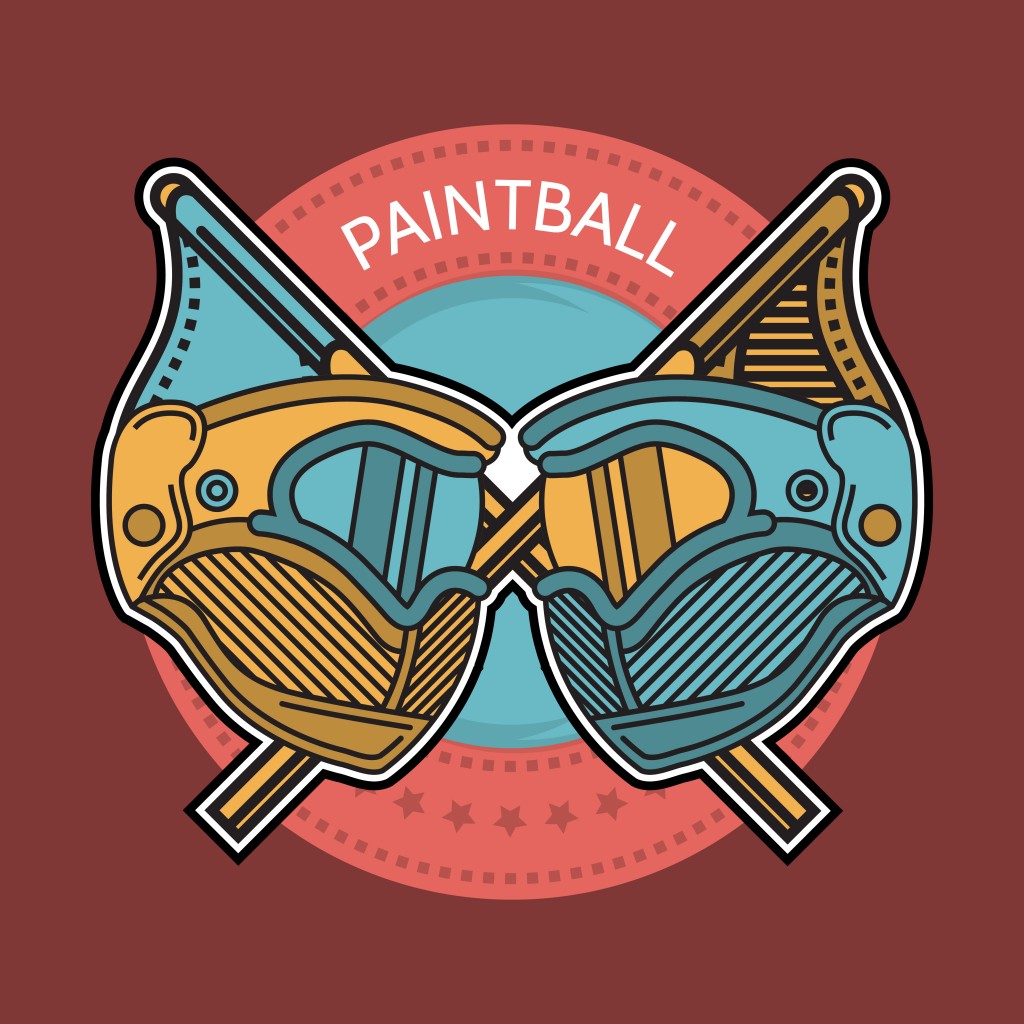 Colored vector illustration of paintball emblem