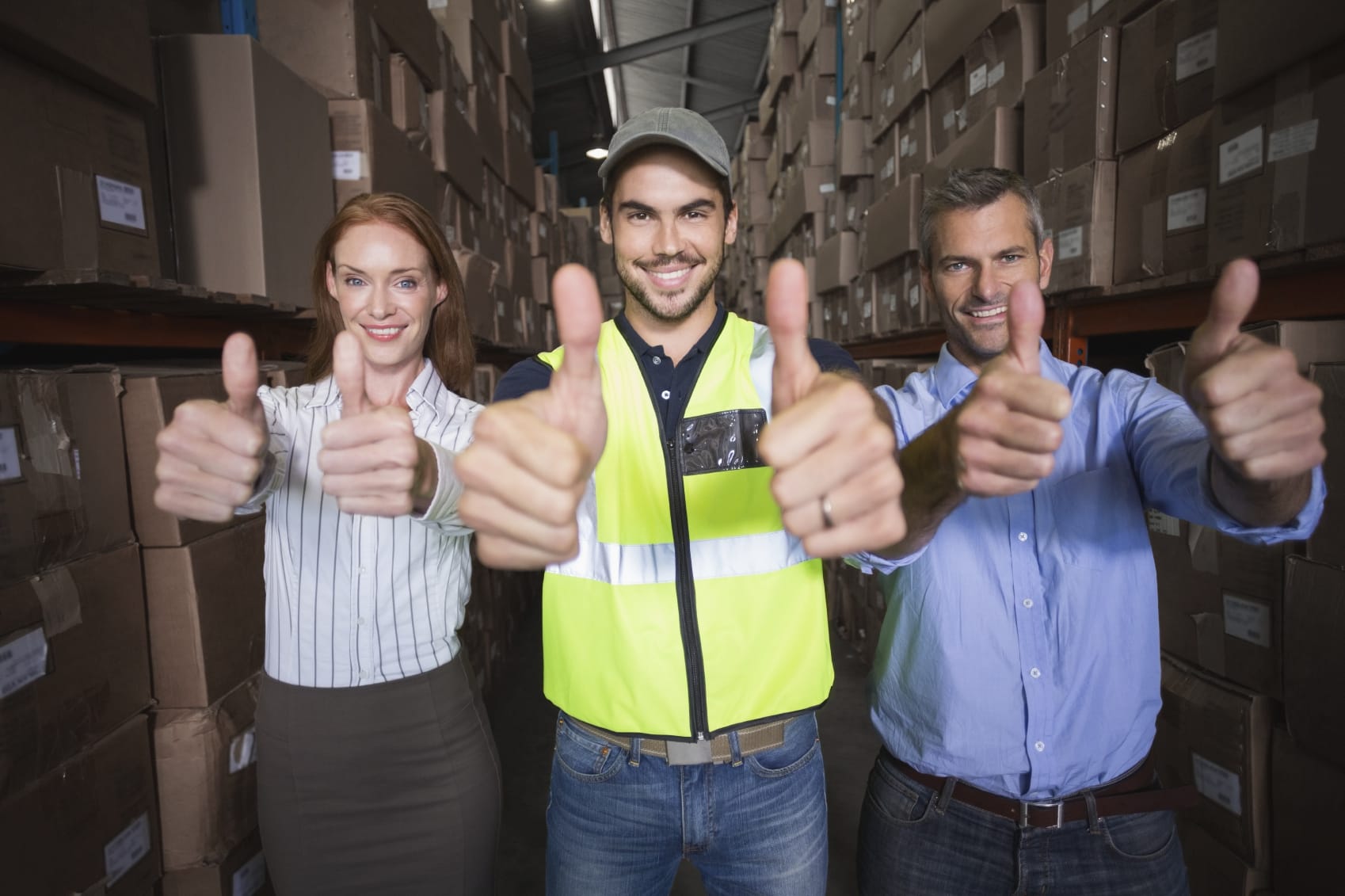 Warehouse Team Smiling at Camera