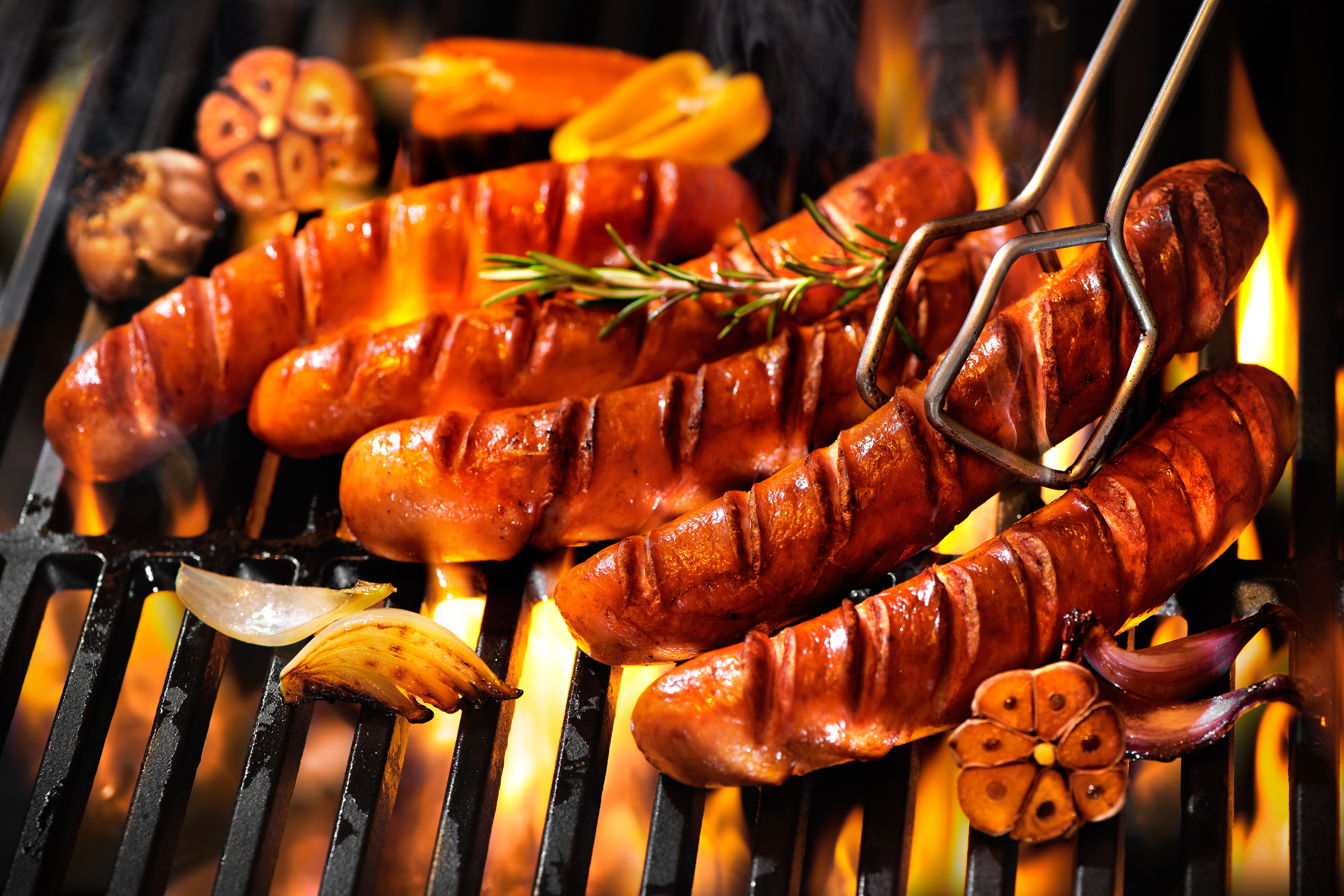 Sausages on the barbecue grill