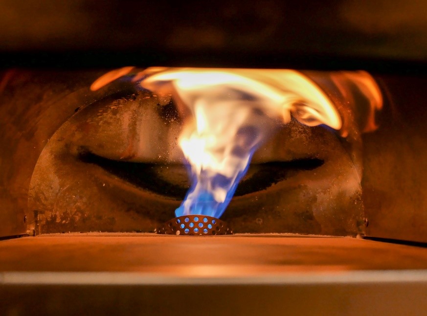 A flame in a pizza oven
