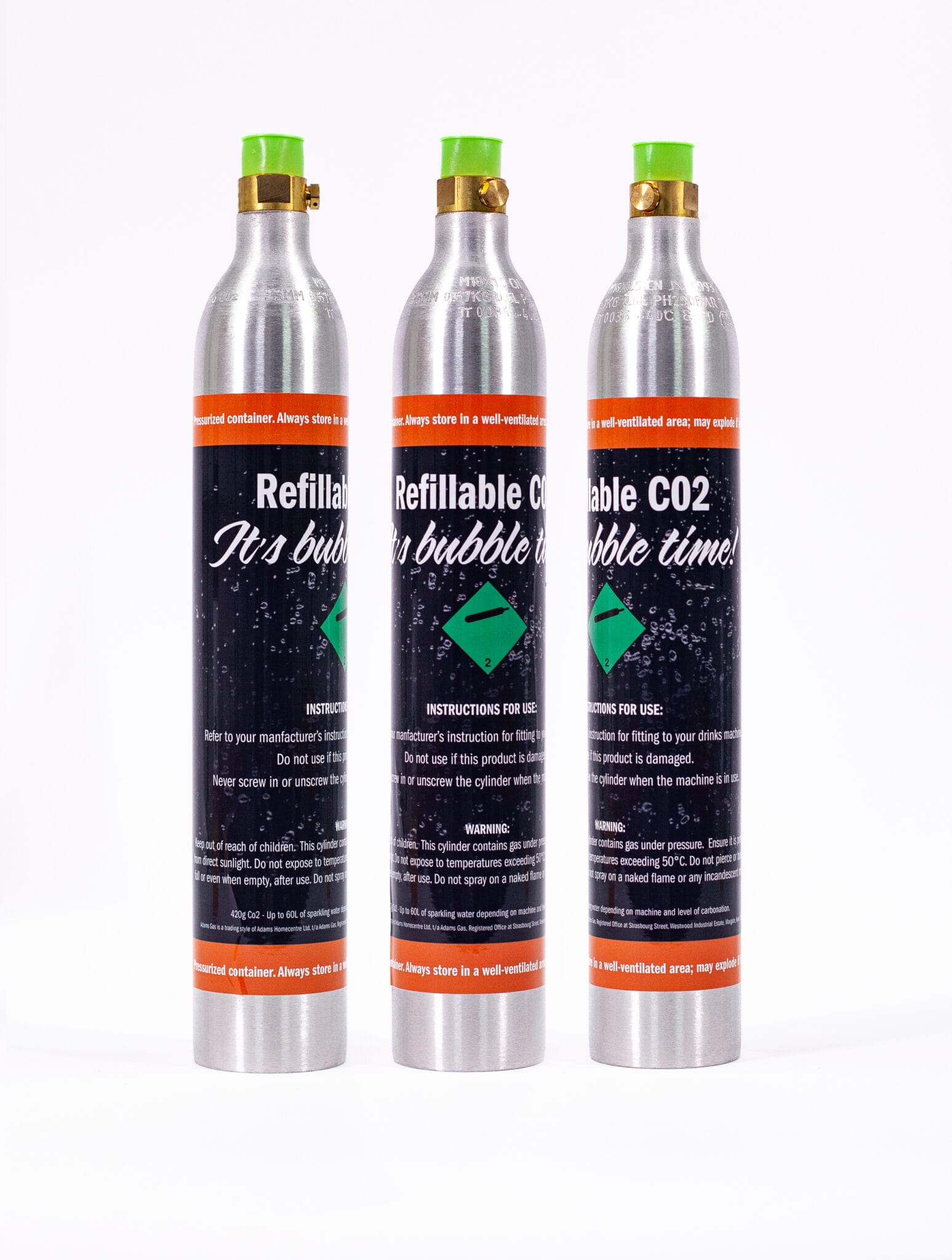 SodaStream style unbranded cylinder and Refills Adams Gas