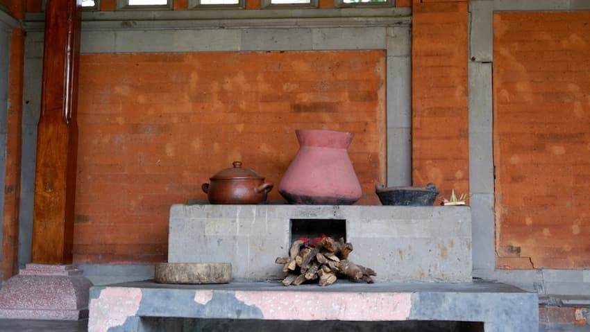A pot and pot on a stone surface