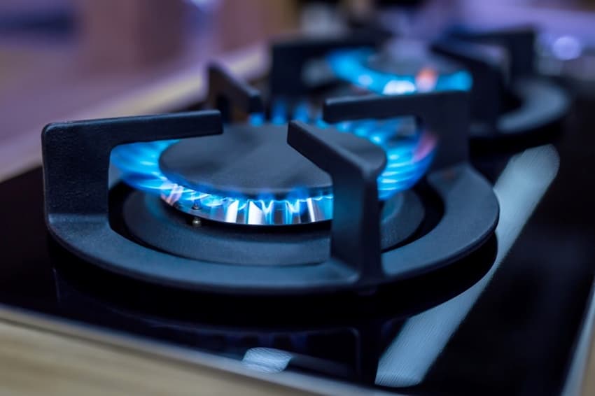 A close up of a gas stove