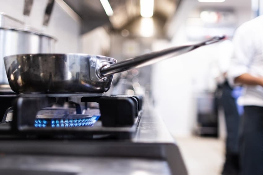 A pan on a stove