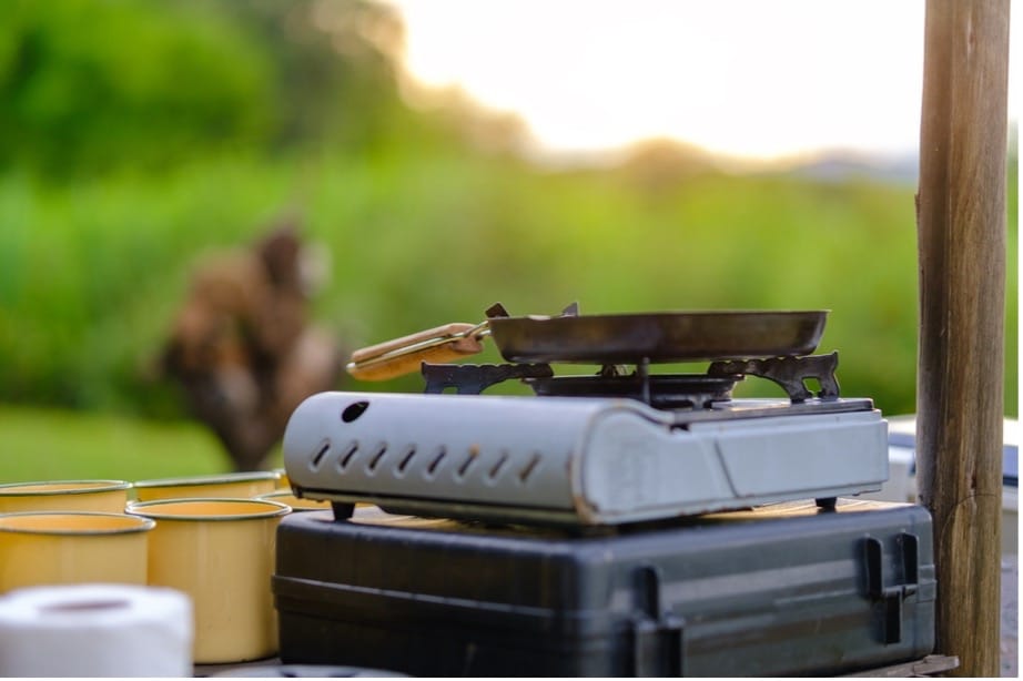 A pan on top of a gas stove