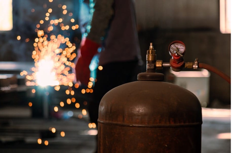A close-up of a gas cylinder