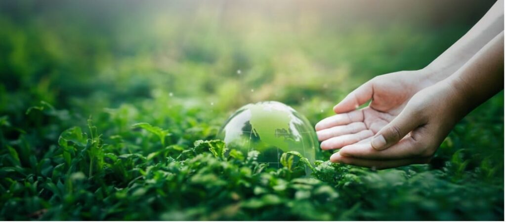 A hand reaching for a bubble