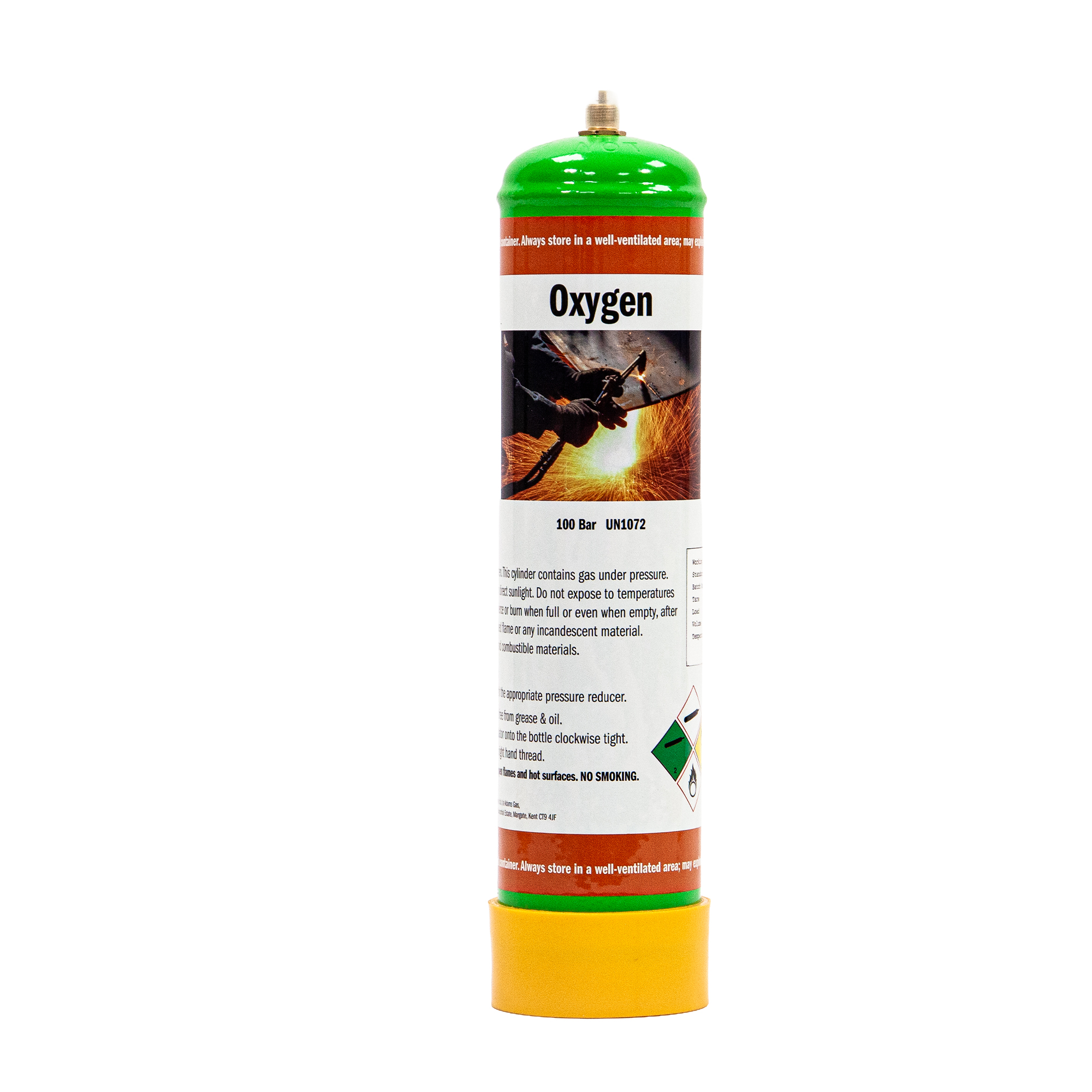 O2 Rosoin Disposable Disposable Oxygen Gas Bottle – 0.95L M12×1RH | Adams Gas