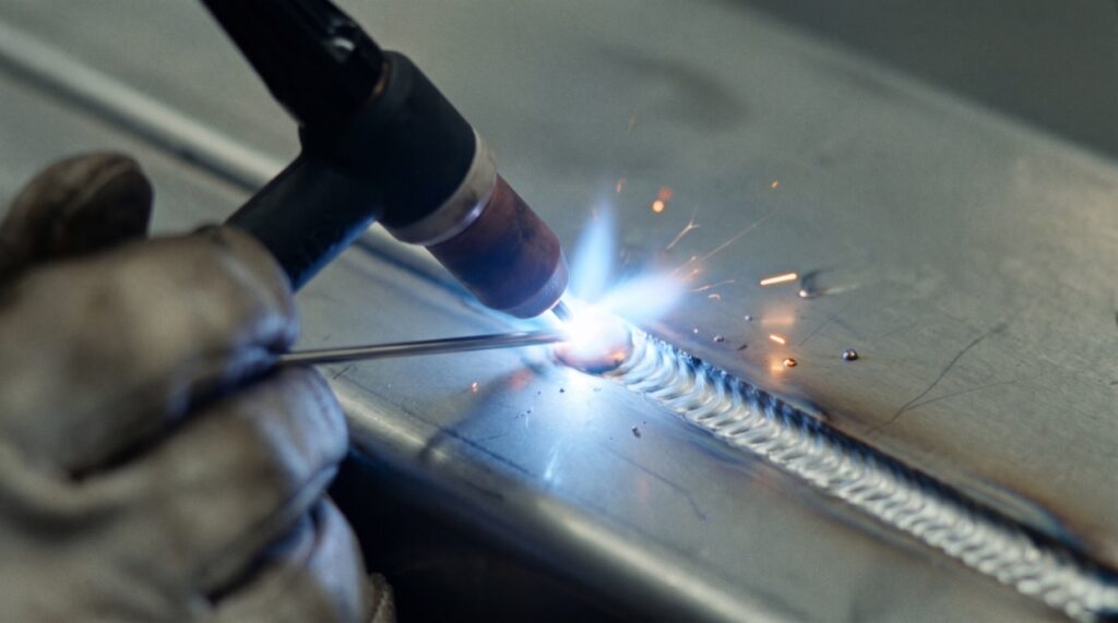 TIG welding stainless steel with a pure argon shield