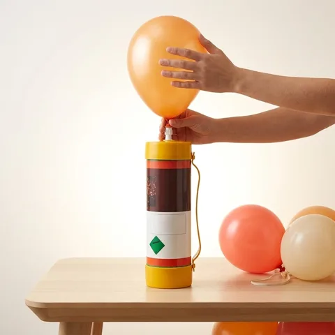 Inflate party balloons from a helium canister
